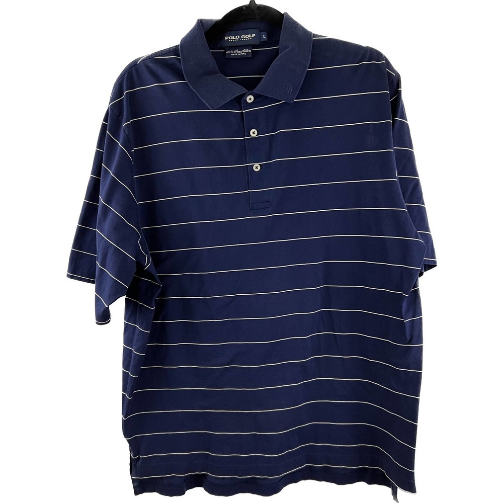 Polo Golf Ralph Lauren Men's Large Blue Pima Cotton Short Sleeve Golf Polo Shirt